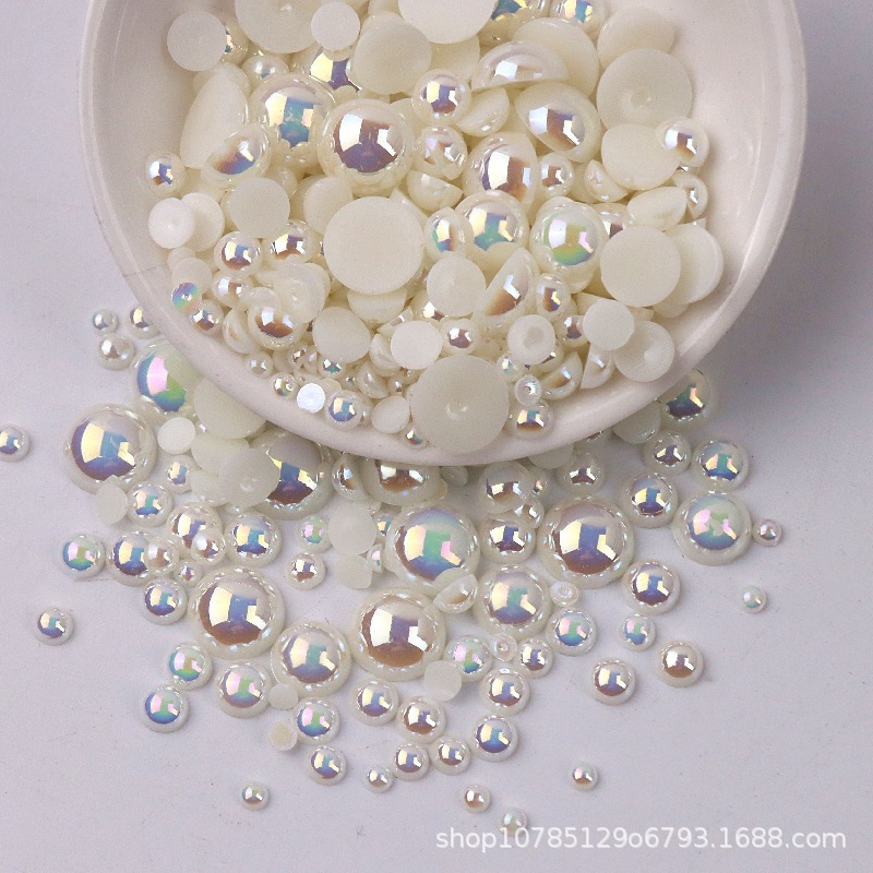半円幻彩abs模造真珠メッキネイルパール手作りdiyプラスチックビーズ携帯ケース装飾卸売り|undefined