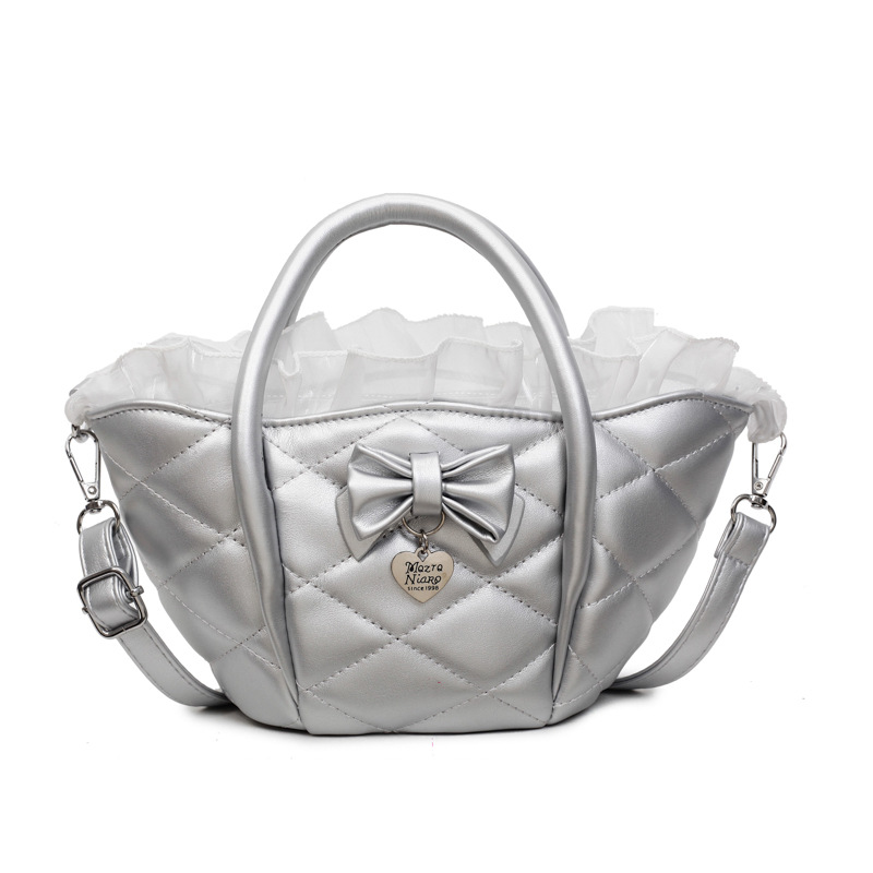 Versión coreana del bolso de nicho 2025 verano nuevo bolso femenino lindo lazo bolso de hombro bolso de mensajero bordado de diamantes