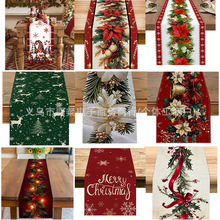 跨境圣诞节印花桌旗新款圣诞桌旗亚马逊特姆热卖品节日餐桌装饰