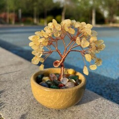 新商品の人気集宝盆茶杯台座紫水晶発財樹置物デスクトップ水晶生命樹創作品