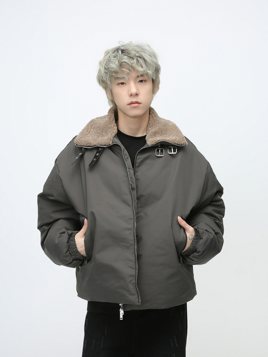 MTLclothes ropa de Hombre | 2023 invierno nuevo estilo coreano simple moda stand collar suelta chaqueta algodón felpa