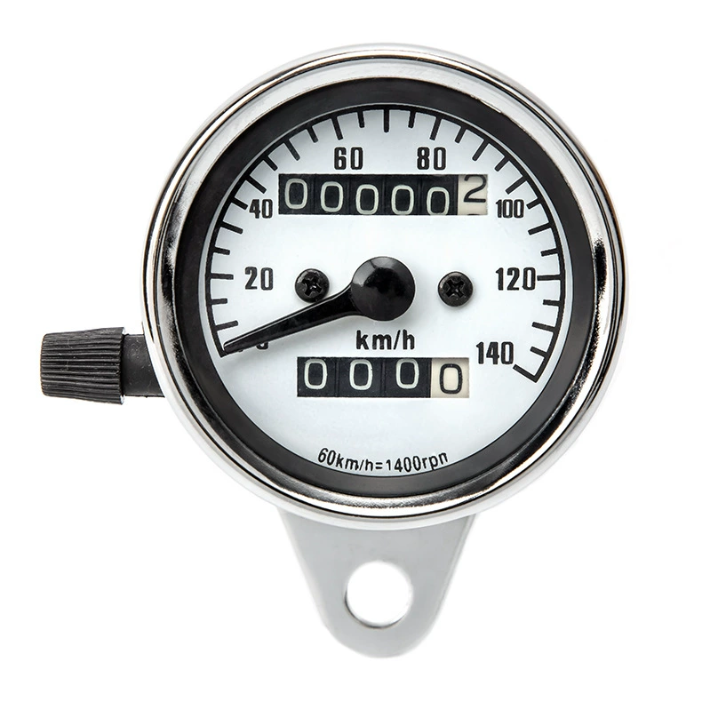 Retro motorcycle gauge cluster with dual odometer, Harley/Jialing analog pointer small instrument odometer kilometer meter 12V