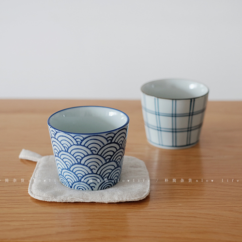 日式手绘风陶瓷猪口杯茶杯 咖啡杯酸奶麦片小食杯8212