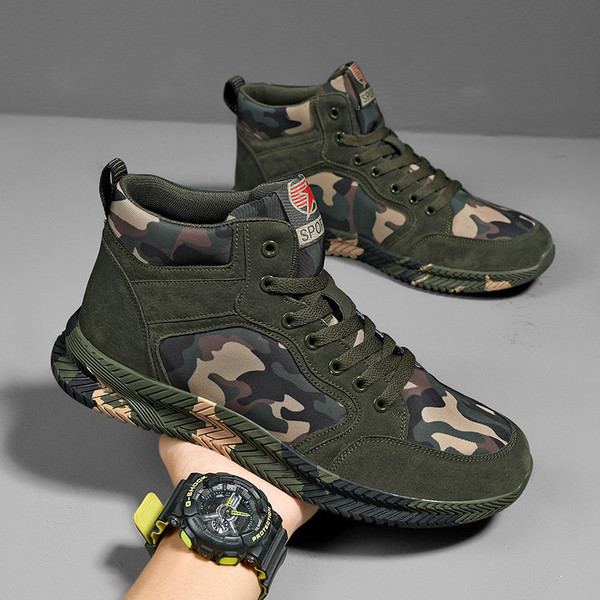 Cloth insulated camouflage demi-season sneakers for men and women…