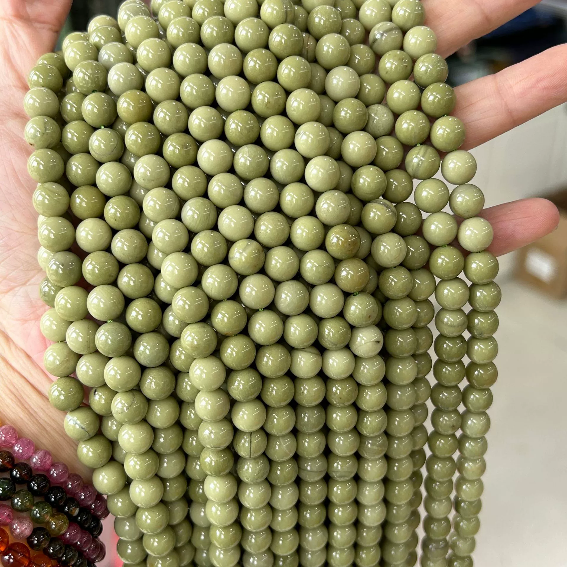 Органическое фруктовое масло, матча, агатовые круглые бусины, аксессуар, оптовый, готовый продукт