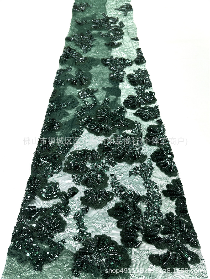 3D estereoscópio contraposición perlas tela de encaje vestido de boda ropa de moda tela de vestido comercio exterior transfronterizo mayorista image 13