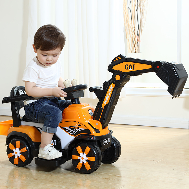 Nuevo 1-8 años de edad para niños excavadora deslizante juguete grande ingeniería vehículo música scooter swing coche regalo