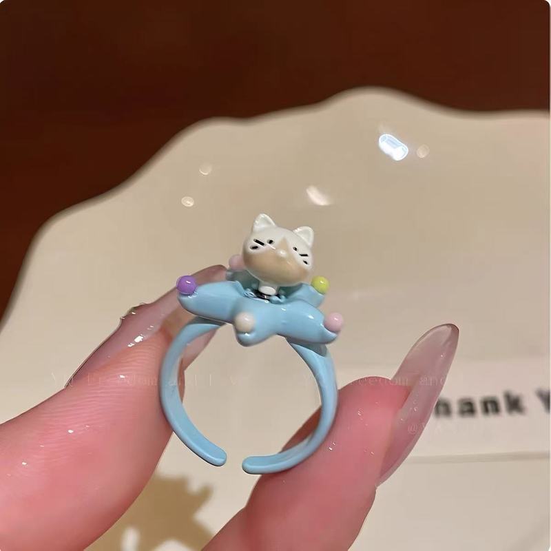 卡通童趣滴釉可爱小狗戒指小众个性简约ins百搭独特精致时尚戒指|undefined