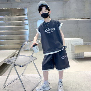 New Style Summer Suits for Boys and Girls That Can Be Shipped on Behalf of Others 2025 New Fashionable Summer Suits for Older Children and Girls Internet Celebrity Casual