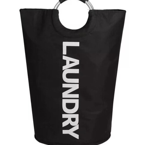 Specially provided for fabric dirty clothes basket, foldable washable large Oxford cloth storage bag, aluminum portable cylinder laundry bag