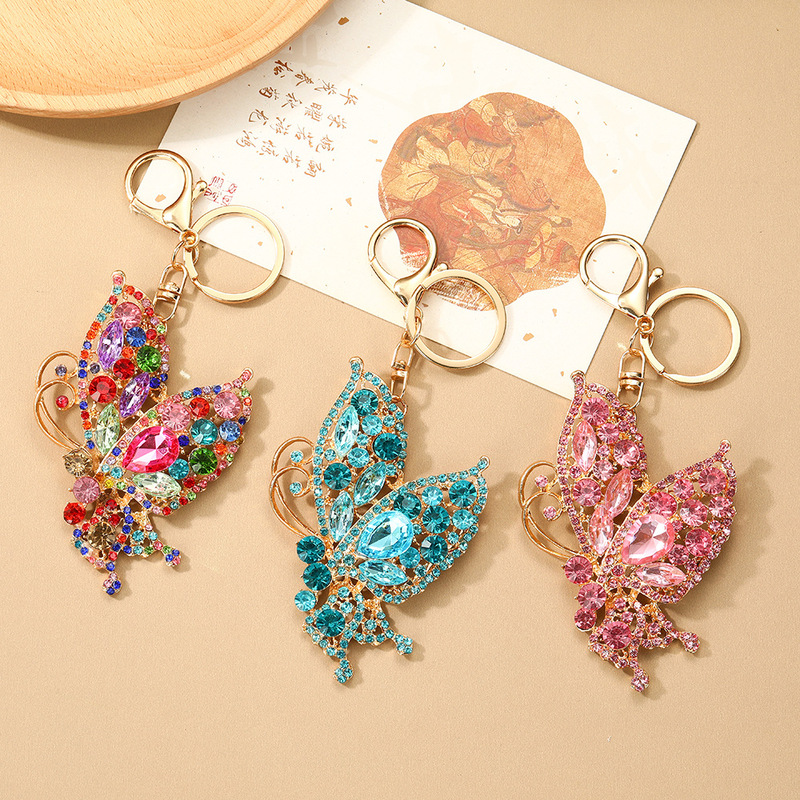European and American Internet Celebrity New Luxury Alloy Rhinestone Butterfly Keychain Pendant Cute and Fashionable Women's Bag Keychain European and American Internet Celebrity New Luxury Alloy Rhinestone Butterfly Keychain Pendant Cute and Fashionable Women's Bag Keychain