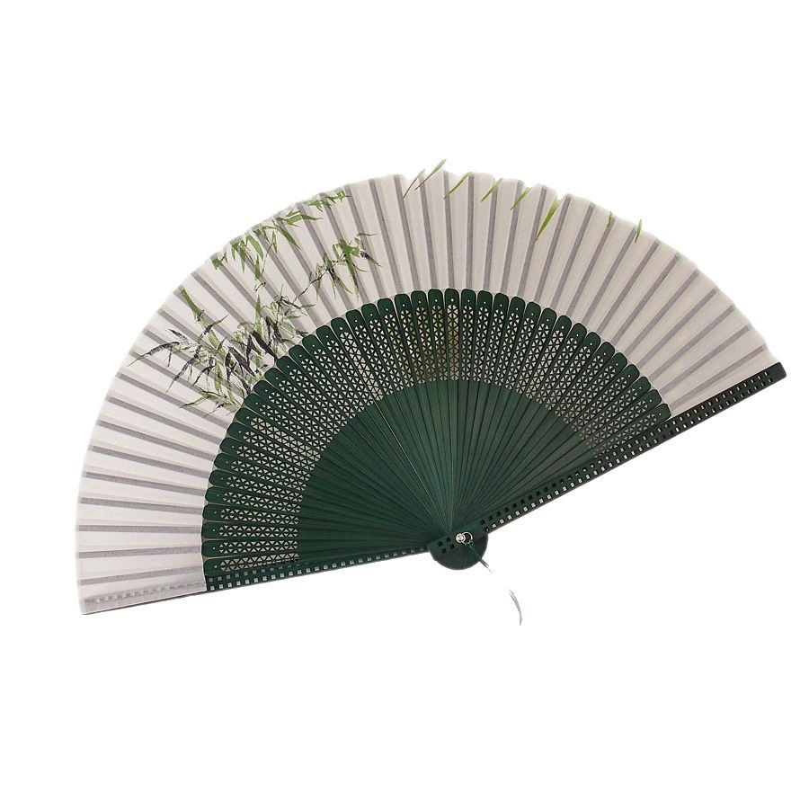 Round Handheld Fan, Chinese Style Hanfu/Cheongsam, Bamboo Ribs with Tassel, Lightweight 0.035 kg