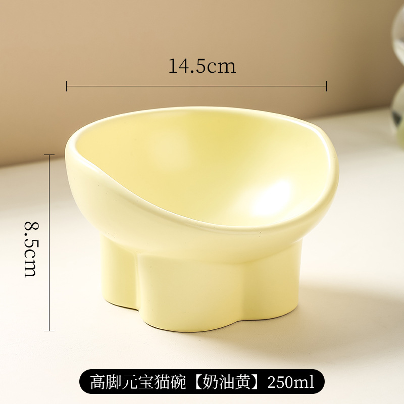 Tazón de cerámica para gatos Tazón de comida para perros Tazón de arroz para gatos Tazón de agua de gran calibre Tazón de boca inclinada Tazón de boca inclinado