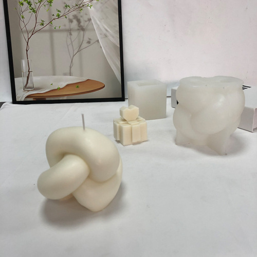 Cross-border special supply for ins large thick rope knotted aromatherapy candle silicone mold diy production diffuser stone aromatherapy ornaments