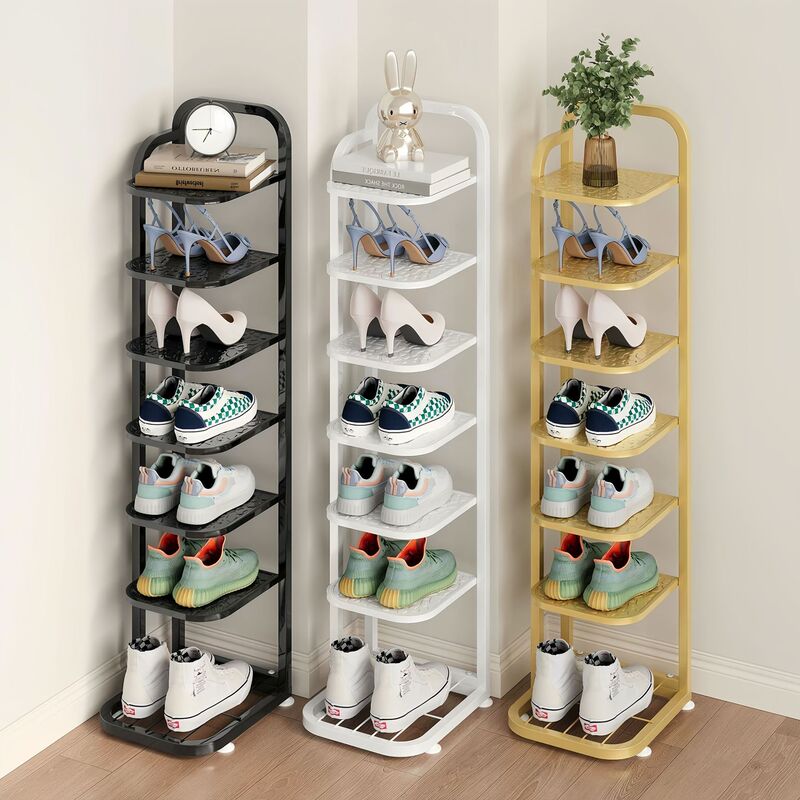 Narrow Iron Shoe Rack for Home Use, Multi-Layer Shoe Cabinet for Entryway, Simple Foldable Storage for Rental Apartments Narrow Iron Shoe Rack for Home Use, Multi-Layer Shoe Cabinet for Entryway, Simple Foldable Storage for Rental Apartments