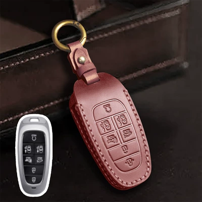 Car key bag | SONATA leather protective case - brown-7-keys