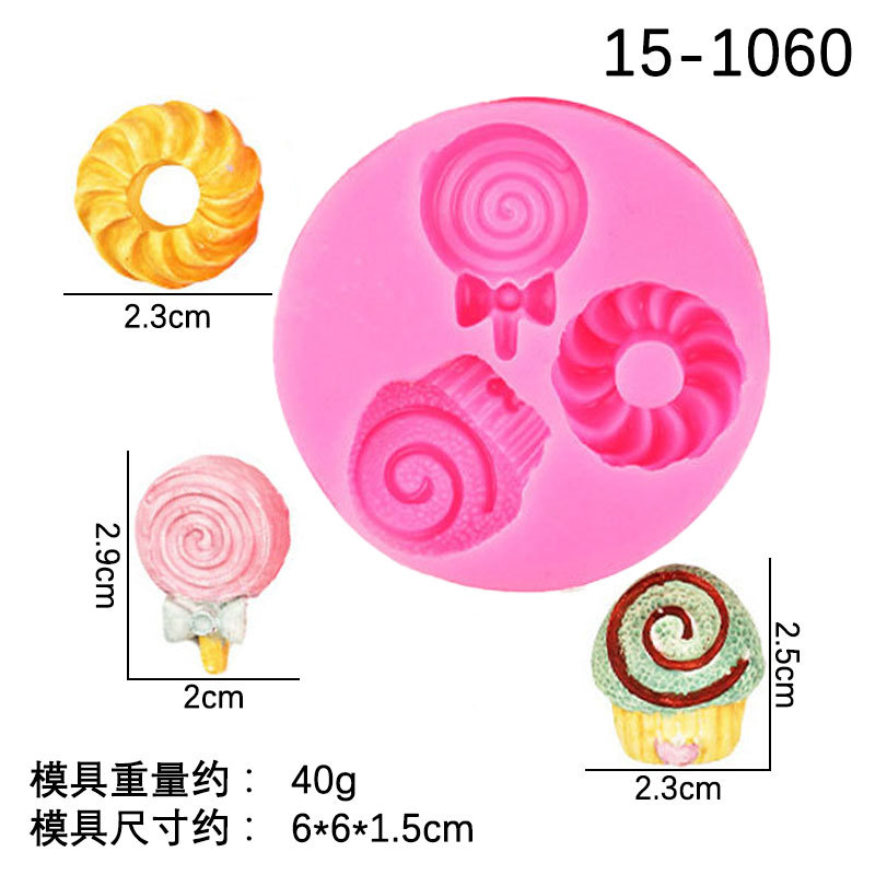 Donut Lollipop helado postre silicona molde hecho a mano DIY material epoxi crema pegamento teléfono caso Accesorios