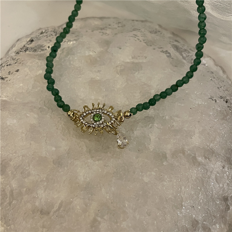 Fashion Bohemian Evil Eye Turquoise Handmade Beaded Pearl Cross Glass Stone Necklace