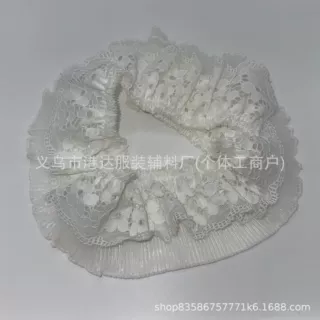 现货双层网纱褶皱服装辅料洛丽塔服饰装饰diy裙摆白色蕾丝花边