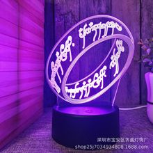跨境货源3D小夜灯指环王戒指魔戒创意新奇USB礼品床头睡眠氛围灯