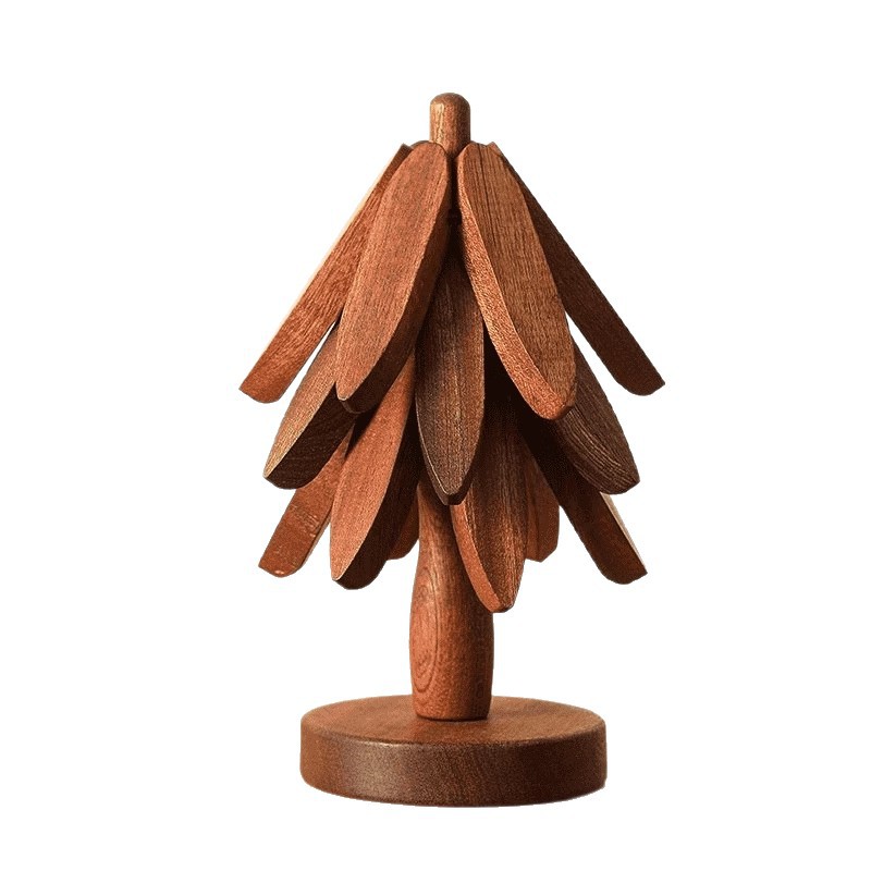 Decoración de mesa de comedor de madera sólida un árbol de alto valor de superficie almohadilla aislante de árbol pequeño almohadilla aislante de árbol plegable creativo árbol de platos de comedor