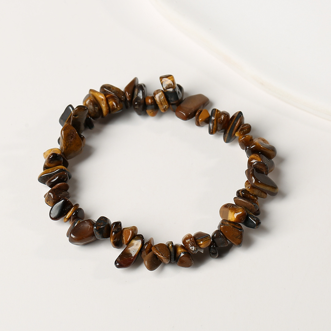 Pulsera de anillo único de piedra de cuartil natural irregular pulsera de cuerda elástica de piedra original estilo fresco simple y versátil