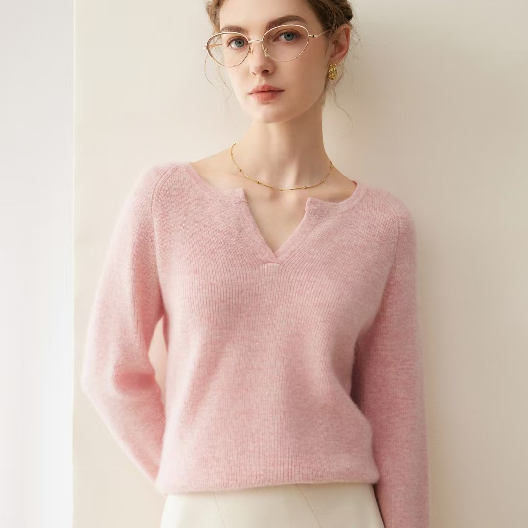 100% Cashmere Sweater, New Autumn/Winter Style, Warm, Round V-Neck, Casual, Simple Base Layer Sweater