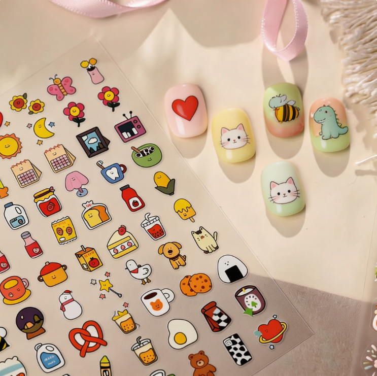 Cartoon Animal Flat Creative Versatile Nail Stickers Dopamine Food DIY Nail Phone Sticker Decoration Cartoon Animal Flat Creative Versatile Nail Stickers Dopamine Food DIY Nail Phone Sticker Decoration
