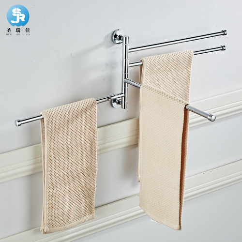 Wholesale bathroom hardware stainless steel towel rack factory direct sales rotating movable towel bar bath towel rack bathroom pendant