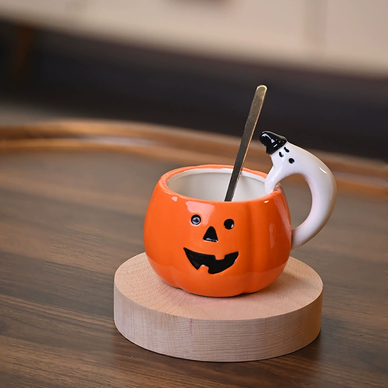 Керамическая кружка Хонгьюй Halloween в виде тыквы | чашка-тыква или призрак, 301–400 мл, 18.5x18.5x16.8 см, 0.4 кг