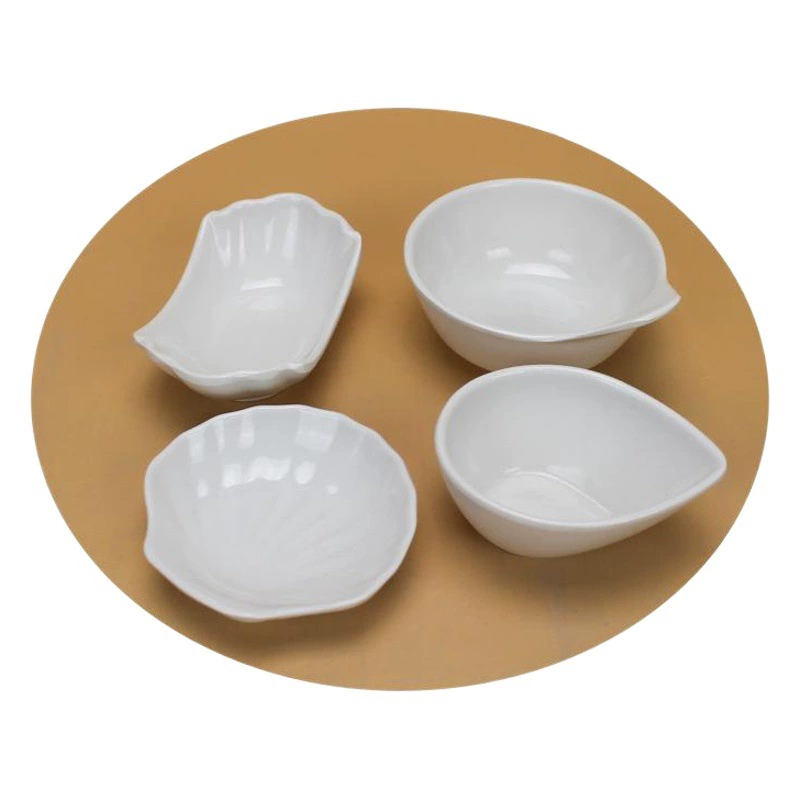 Круглая тарелка для соевого соуса, белая тарелка для приправ с горячим горшком, боковая тарелка для фаст-фуда, блюдо со вкусом с двойным отделением, пластиковая посуда, блюдо со вкусом меламина