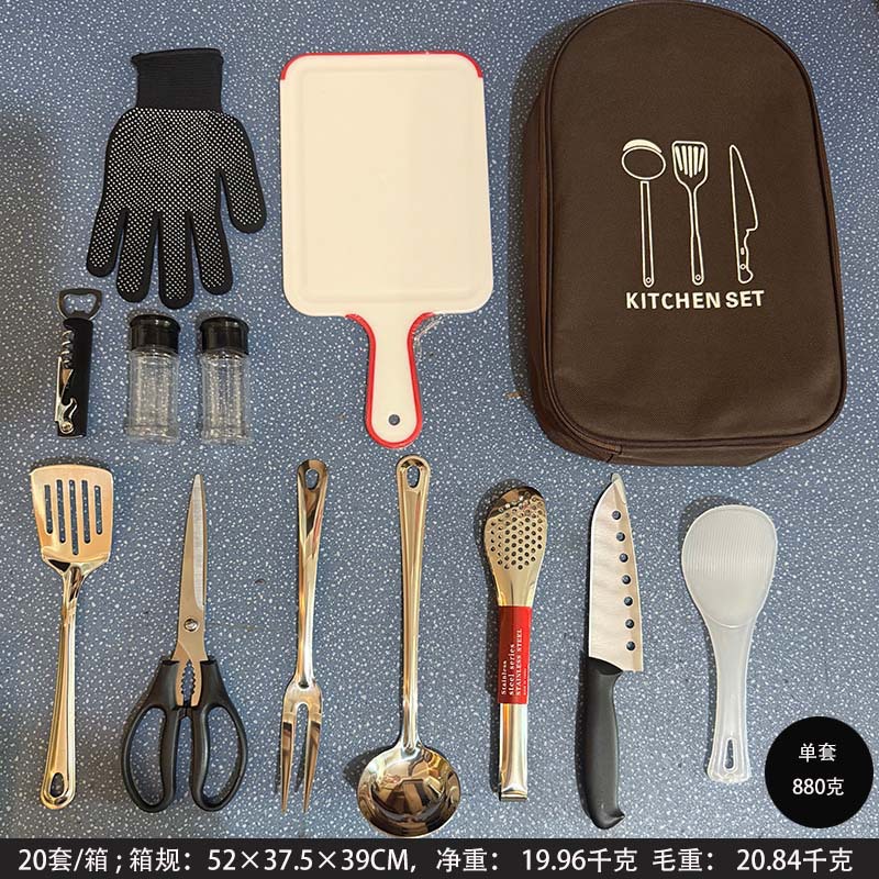 Al Aire Libre utensilios de cocina 8 unidades traje camping utensilios de cocina portátil de acero inoxidable vajilla camping picnic suministros barbacoa herramientas