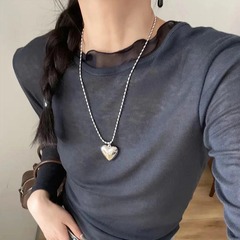 甘酷軽豪華立体愛ペンダントネックレス女性シンプル百合桃心鎖鎖百合ファッション個性ペンダント