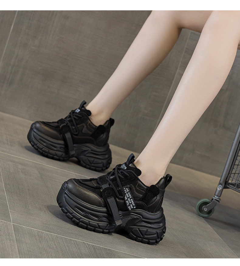 Giày sneaker nữ đế dày chunky phong cách thể thao, tăng chiều cao, phối hợp nhiều trang phục — Đen 5019, Nâu 5019, Ngọc trai 5019 chi tiết 11