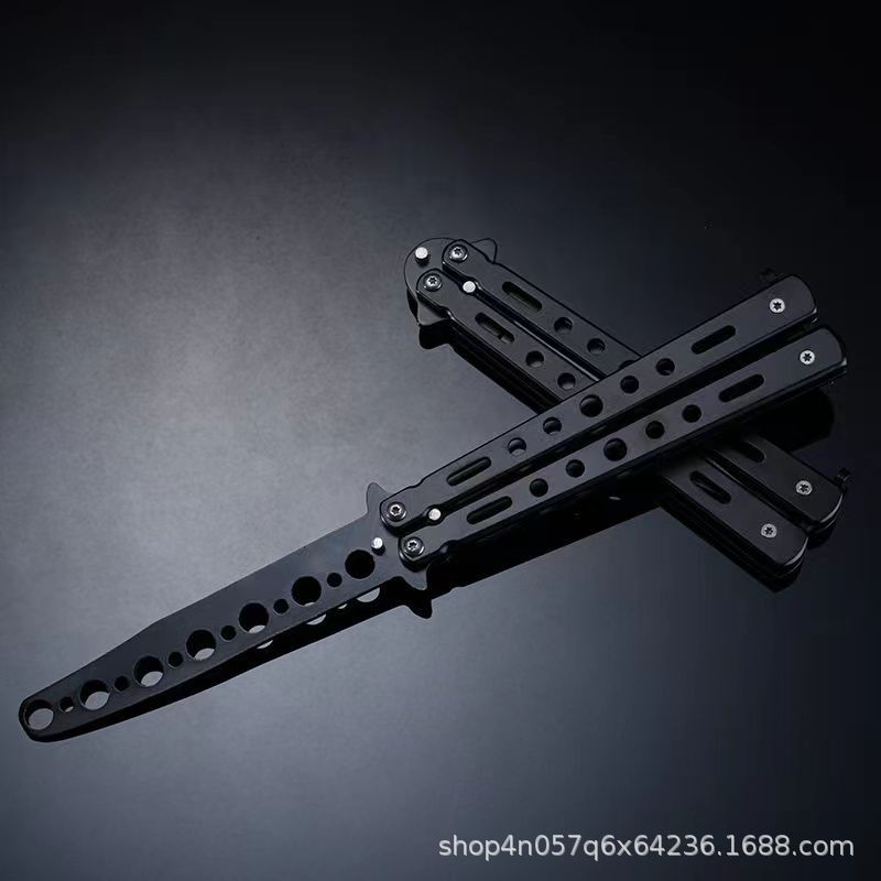 CSGO mariposa cuchillo principiante práctica juguete plegable cuchillo mariposa peine cuchillo mariposa cuchillo todo Acero sin abrir hoja