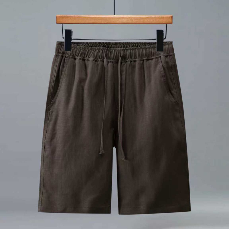 3045 Pure Linen Shorts Men's Summer Linen Five-Point Pants Men's Beach Pants Medium Pants Loose Casual Large Pants