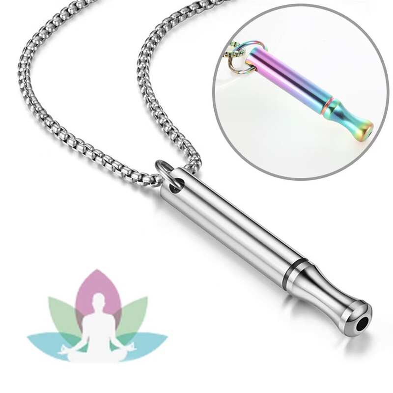 Cross-Border Hot Selling Yoga Meditation Whistle Necklace Mindfulness Pendant Titanium Steel Breathing Adjustment Decompression Jewelry Necklace