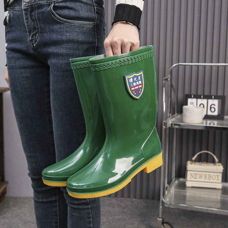 Женские резиновые сапоги Shuguangxing, высокие водонепроницаемые рабочие сапоги, защитная обувь для труда, резиновые сапоги для работы с водой, средние сапоги для кухни, оптовая продажа от производителя