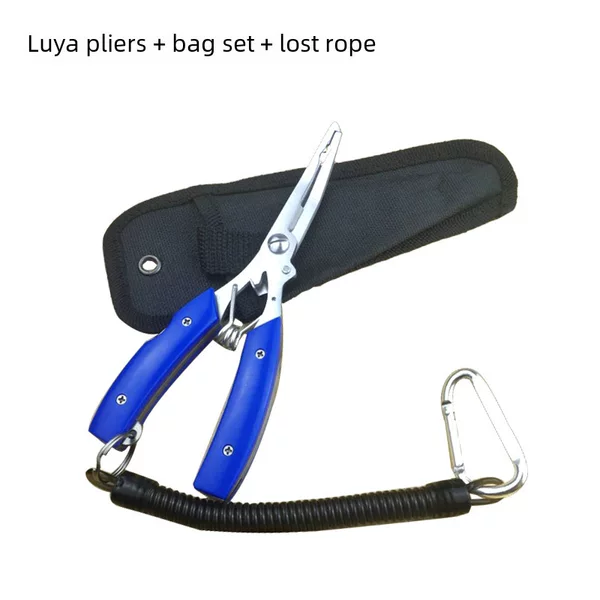 Lure Pliers Fish Control Tool, Multi-Functional Stainless Steel Pliers with Safety Rope, Scissors for Cutting Lead Skin and Dyneema Line, for Catching Fish