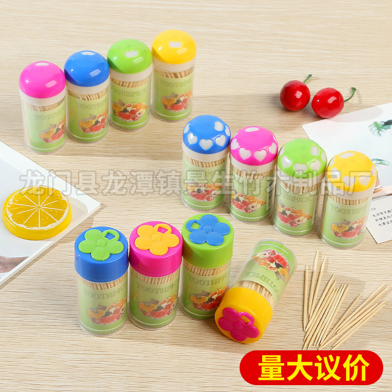 Fabricante mayorista de botellas multiusos asequibles, botellas con diseño de flor de ciruelo, palillos de dientes de doble punta, palillos de dientes pequeños, palillos de dientes para grandes almacenes y palillos de dientes para puestos callejeros. image 1