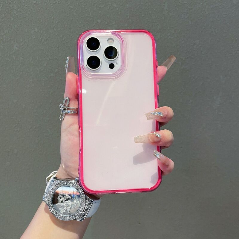 彩虹深色边框透明软壳适用iPhone16promax手机壳15二合一气囊防摔|undefined