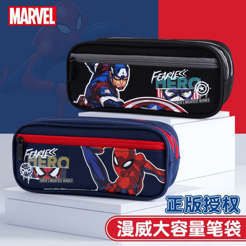 Disney de alto valor impresión de dibujos animados canvas bolsas de lápiz 2024 nueva gran capacidad doble bolsa de papelería anti-sucia