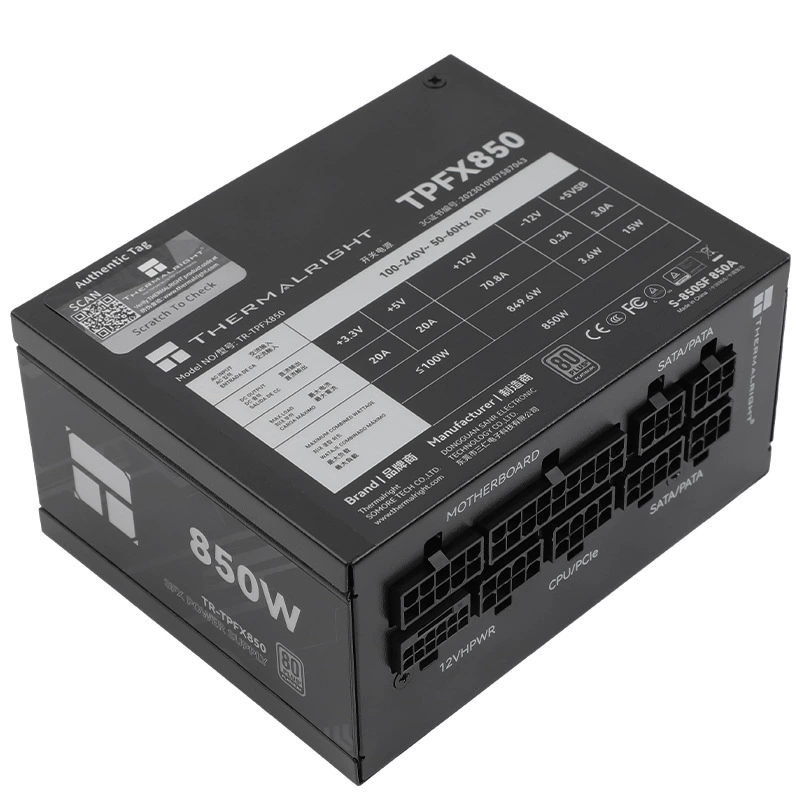 Thermaltake Rate 850W TPFX850 ATX3.0 платиновый полностью модульный блок питания с прессованными кабелями для настольного ПК