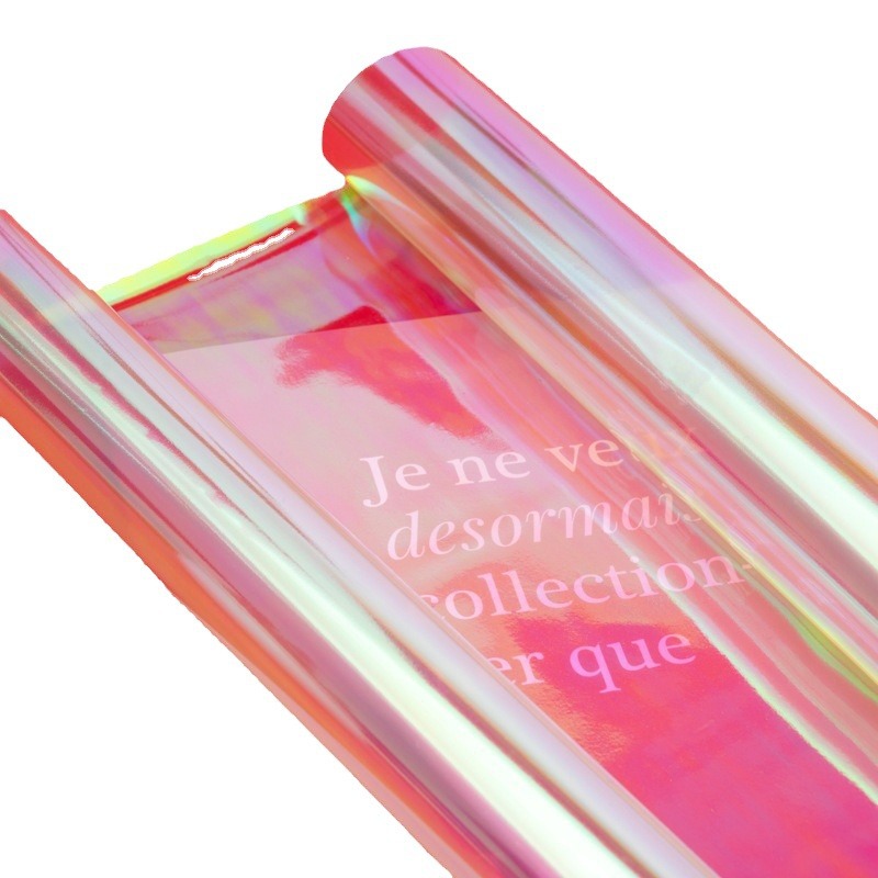 Flor de IRIS de colores papel de embalaje al por mayor impermeable película de color mágico película láser color transparente flor tienda ramo material de embalaje