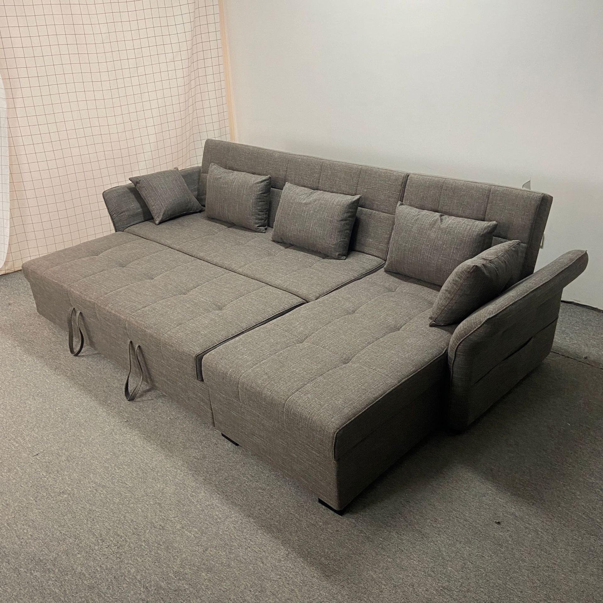 Sofá cama multifuncional verde oscuro doble uso plegable pequeño apartamento de sala de estar almacenaje VIP desmontable arena de tela