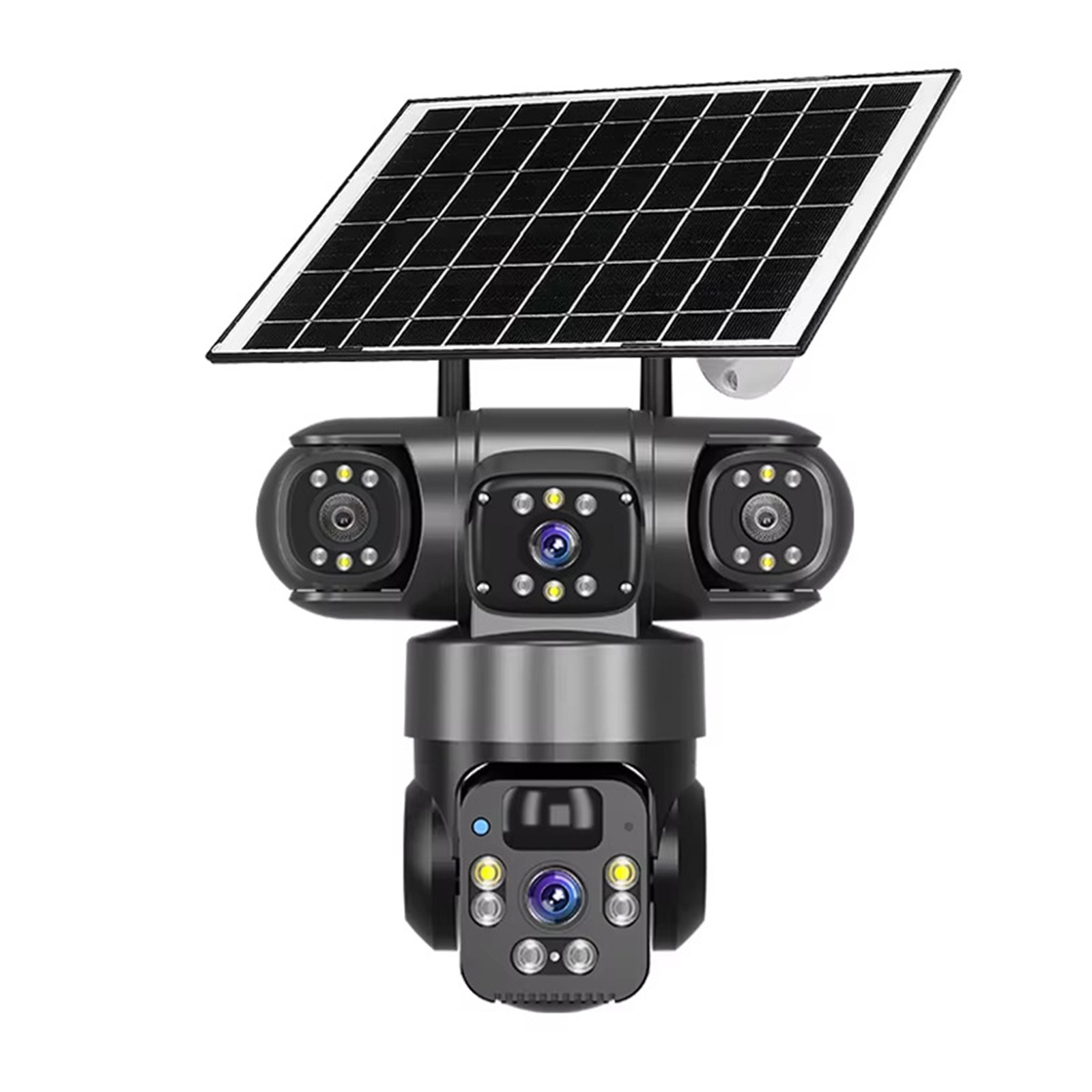 4G solar real triple lente triple cámara panorámica 360 grados HD visión nocturna monitoreo WiFi inalámbrico
