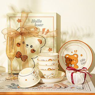 Gift Bowl Set Cartoon Ceramic Tableware Gift Box Sales Opening Gift Souvenir Bowl Tableware Gift Box Set