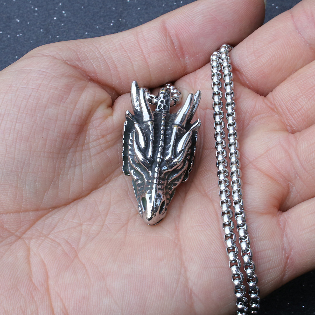 Collana con ciondolo a forma di testa di animale punk da uomo, decorazione con catena a forma di lupo_voghion.com