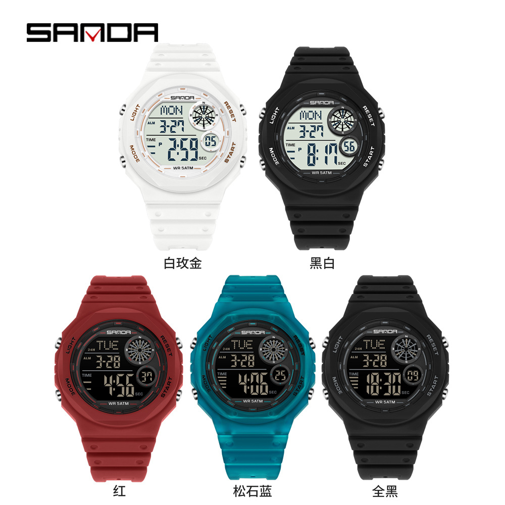 Sanda SANDA reloj electrónico deportivo al aire libre impermeable luz nocturna reloj de despertador de estudiantes de secundaria