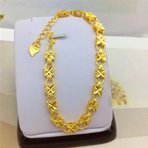 Gold-plated Sandalwood Four-Leaf Clover Women's Bracelet, New Style, Fashionable and Simple Accessory, Live Streaming E-commerce Supply Wholesale